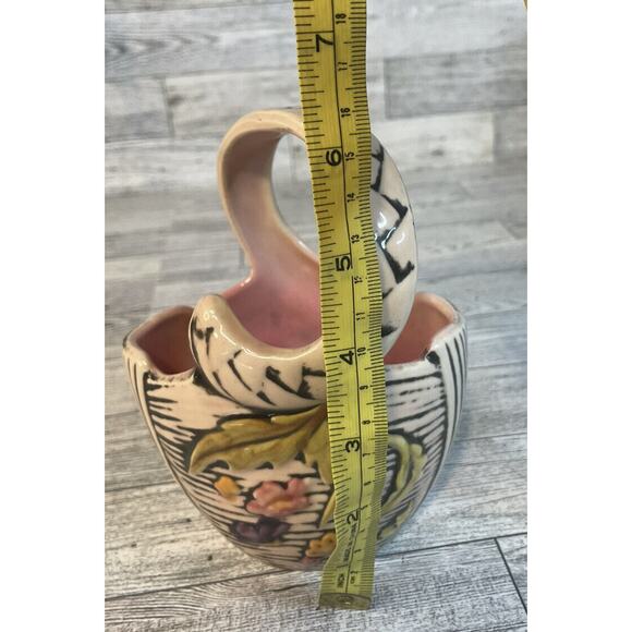 Vintage Pink Hull Pottery Basket Blossom Flite 1955 T2 Candy Dish Vase - Picture 8 of 8